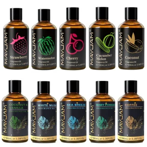 MAYJAM 100ml Fragrance Oil Coconut, Vanilla, White Musk, Sea Breeze, Baby Powder, Dragons Blood Sweet Tobacco Freesia for Aromatherapy Diffuser Humidifier Burner, Strawberry Watermelon Cherry Coconut Cranberry Fruit Essential Oil Making Candle Aromatic Spray